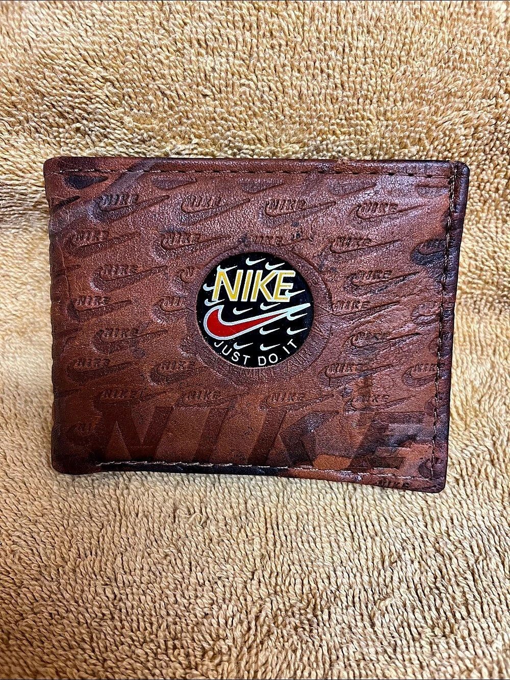 Nike Brown Embossed  Bifold Wallet